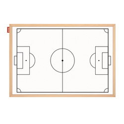 Tablica taktyczna MEMOBE, such-mag biała, boisko do piłki nożnej, rama drewniana, 90x60 cm